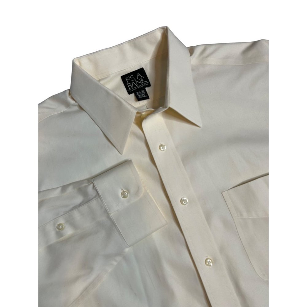 Jos A Banks Travels Collection Men Large 16.5 Yellow Button Up Long Sleeve Shirt